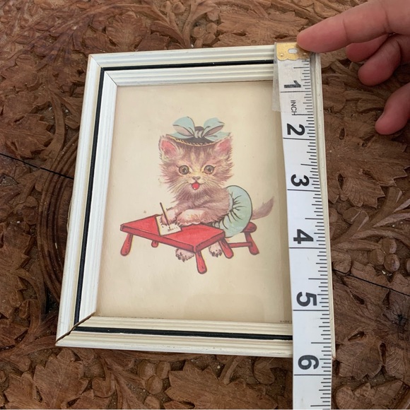 Rare Vintage Donald Art Co NY Framed Cat Writing On Desk No 1810 Anthropomorphic - Picture 8 of 8